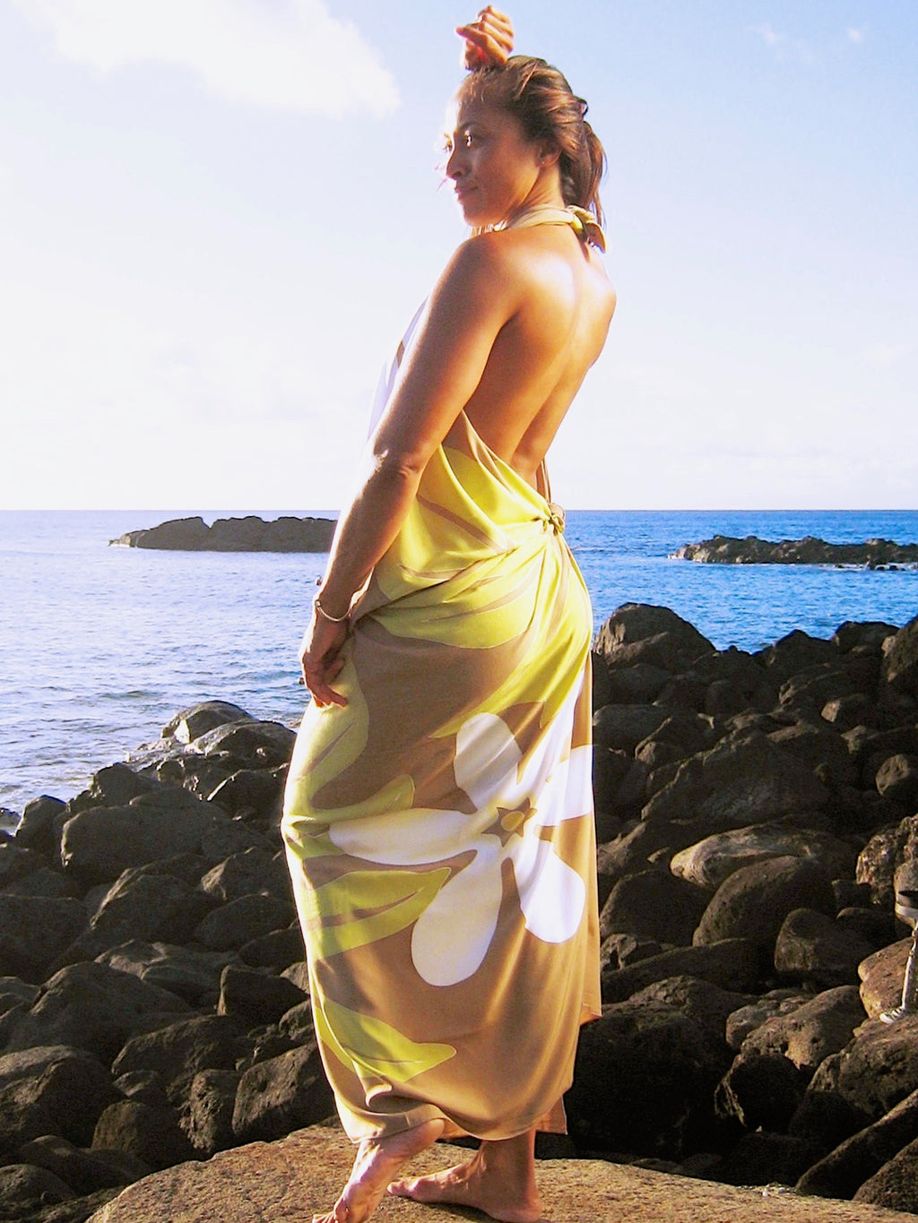 Hawaiian Aloha Sarong / Pareo Set Hibiscus Blue-Onesize